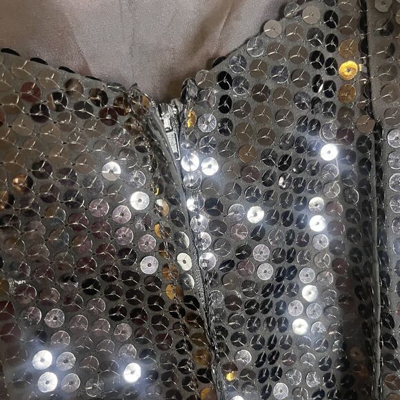 Vintage J Reynold Designs Atlanta Black Sequin Spaghetti Strap Fringe Dress 9/10 - Picture 3 of 8